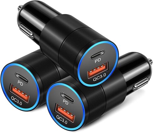 USB C Car Charger 3 Pack, Bangfun 38W Dual Port USB C & USB Car Phone Charger Multi Port PD+QC3.0 Fast Charging Cigarette Lighter USB Charger Adapter Plug for iPhone 17 16 15 14 Galaxy A16 A17 Android in Saudi Arabia