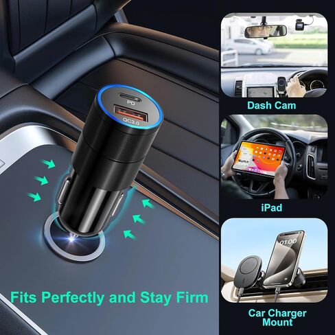 USB C Car Charger 3 Pack, Bangfun 38W Dual Port USB C & USB Car Phone Charger Multi Port PD+QC3.0 Fast Charging Cigarette Lighter USB Charger Adapter Plug for iPhone 17 16 15 14 Galaxy A16 A17 Android in Saudi Arabia