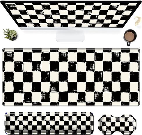 3Pcs Mouse Pad Set, Black Leopard Large Gaming Mouse Pad with Stitched Edge, Ergonomic Memory Foam Keyboard Wrist Support and Mouse Wrist Rest Cushion, Pain Relief Non-Slip Desk Pad Combo in Saudi Arabia