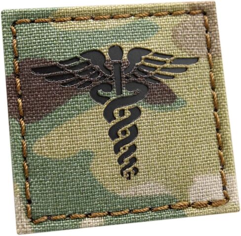 IR 2x2 Caduceus EMS Medic Paramedic EMT ممرضة طبيب رقعة تثبيت تكتيكية (بني ذئب) in Kuwait