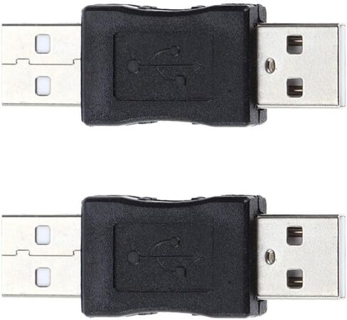 2pc USB 2.0 Male to Male Adapter Connector, Black Portable Conversion in Kuwait