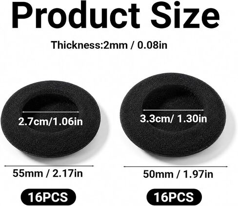 32Pcs Black Headphone Earpads Replacement Cushions in Saudi Arabia