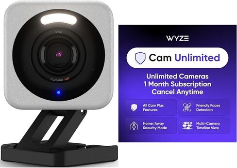 WYZE Cam v4 Grey 2-Pack Cam Unlimited Monthly, Covers Unlimited Cameras, Auto-Renews at $9.99/Month, Activation Required, Cancel Anytime in Saudi Arabia