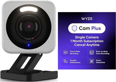 WYZE Cam v4 Grey Cam Plus Monthly, Covers 1 Camera, Auto-Renews at $2.99/Month, Activation Required, Cancel Anytime in Saudi Arabia
