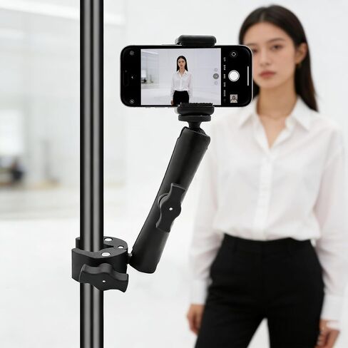 Clamp Camera Mount Chair Umbrella Clamp with 360° Magic Arm Dual Ball Head Adapter, Heavy Duty Super Clamp for Camera Light Stand Tripod Stroller Motorcycle Handlebar, 10 Inch in Saudi Arabia