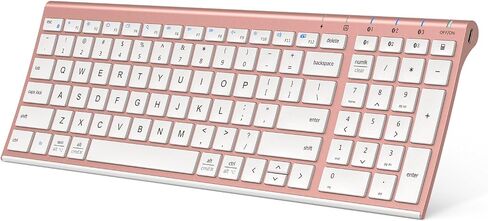 iClever BK10 Bluetooth Keyboard, Wireless Rechargeable Ultra-Slim Keyboard with Long Battery Life, Compatible with iOS, Android, Windows, Mac for iPad, Tablet, Laptop, PC, Phone (Rose Gold) in Saudi Arabia
