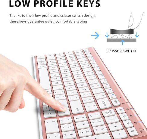 iClever BK10 Bluetooth Keyboard, Wireless Rechargeable Ultra-Slim Keyboard with Long Battery Life, Compatible with iOS, Android, Windows, Mac for iPad, Tablet, Laptop, PC, Phone (Rose Gold) in Saudi Arabia