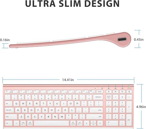 iClever BK10 Bluetooth Keyboard, Wireless Rechargeable Ultra-Slim Keyboard with Long Battery Life, Compatible with iOS, Android, Windows, Mac for iPad, Tablet, Laptop, PC, Phone (Rose Gold) in Saudi Arabia