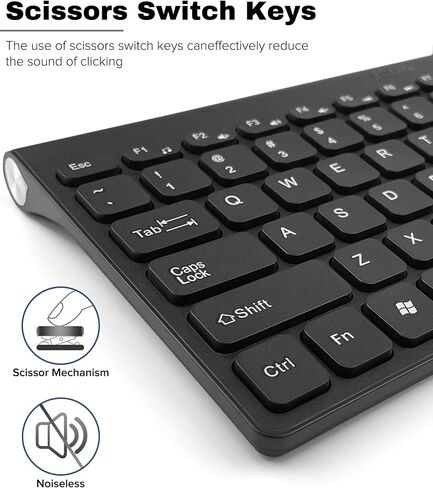 لوحة مفاتيح سلكية ذات 78 مفتاحًا، لوحة مفاتيح USB صغيرة وهادئة للغاية مع مفاتيح تشغيل سريعة للوسائط المتعددة، مدمجة للكمبيوتر الشخصي Mac Windows (أسود) in Kuwait