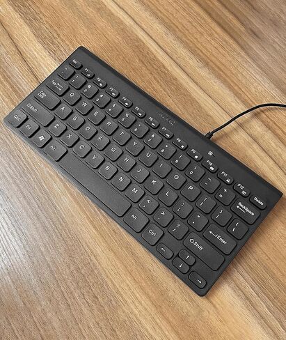 لوحة مفاتيح سلكية ذات 78 مفتاحًا، لوحة مفاتيح USB صغيرة وهادئة للغاية مع مفاتيح تشغيل سريعة للوسائط المتعددة، مدمجة للكمبيوتر الشخصي Mac Windows (أسود) in Kuwait