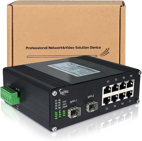 محول ألياف بصرية إيثرنت صناعي 8 منافذ 10/100/1000 ميجابت في الثانية مع فتحة 2 جيجابت SFP، محول شبكة 10 منافذ مرتبط بعرض نطاق ترددي 20 جيجابت في الثانية، سكة Din أو سطح المكتب in Kuwait