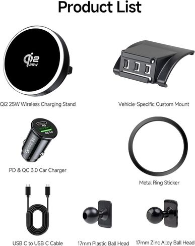 Qi2.2 25W Wireless Charger Car Phone Mount for Toyota FJ Cruiser 2007-2014 in Saudi Arabia
