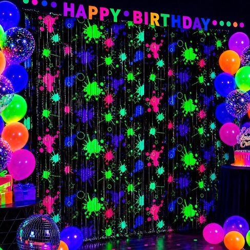 Mega-L Glow in The Dark Party Supplies, 2 Pack Neon Party Backdrop in Saudi Arabia