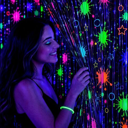 Mega-L Glow in The Dark Party Supplies, 2 Pack Neon Party Backdrop in Saudi Arabia