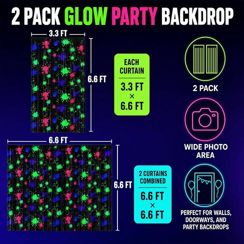 Mega-L Glow in The Dark Party Supplies, 2 Pack Neon Party Backdrop in Saudi Arabia