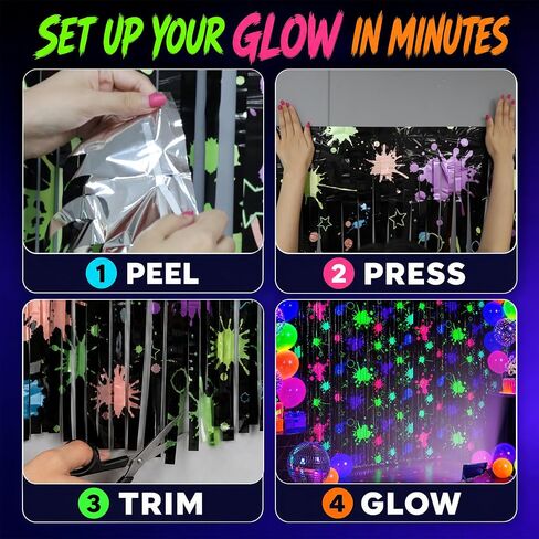 Mega-L Glow in The Dark Party Supplies, 2 Pack Neon Party Backdrop in Saudi Arabia