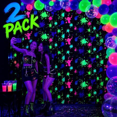 Mega-L Glow in The Dark Party Supplies, 2 Pack Neon Party Backdrop in Saudi Arabia