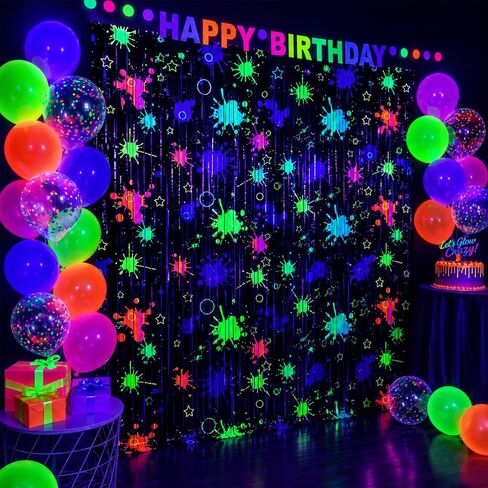 Mega-L Glow in The Dark Party Supplies, 2 Pack Neon Party Backdrop in Saudi Arabia