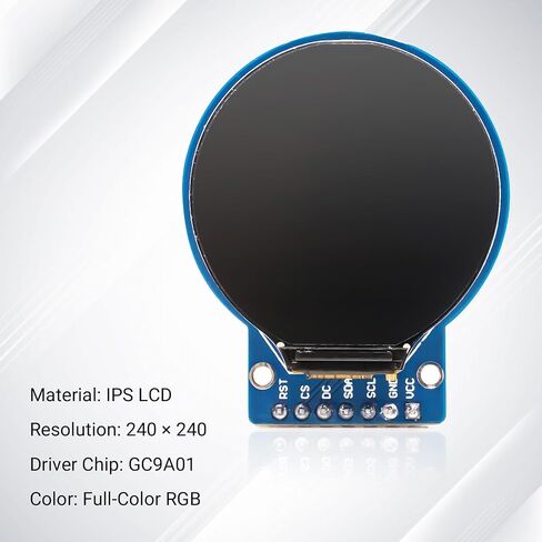 2-Pack 1.28 Inch Round TFT LCD Display Module, 240x240 RGB IPS Screen with GC9A01 Driver, 4-Wire SPI Interface PCB Monitor for Microcontroller Boards and DIY Embedded IoT Projects in Saudi Arabia
