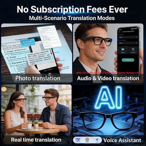 AI Smart Glasses with Chat GPT, Bluetooth Glasses with 164 Languages for Men and Women, Music Playback & Hands-Free Calls, Color-Change Lens, Voice Assistant in Saudi Arabia