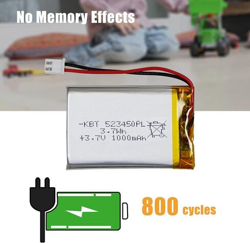 KBT 3.7V 1000mAh Li-Polymer Battery: 523450 Lipo Rechargeable Lithium-ion Replacement Batteries with PH 2.54 JST Connector, PH1.25/2.0 JST Connector for Replacement in Kuwait