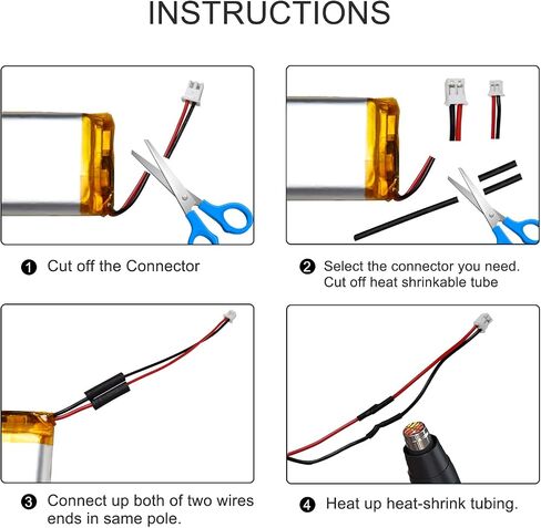 KBT 3.7V 1000mAh Li-Polymer Battery: 523450 Lipo Rechargeable Lithium-ion Replacement Batteries with PH 2.54 JST Connector, PH1.25/2.0 JST Connector for Replacement in Kuwait