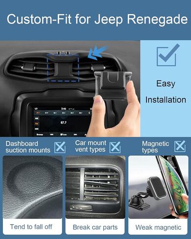 oricarmes Jeep Renegade Phone Holder for Jeep Renegade Accessories 2023 2024 Custom Fit for Renegade Phone Mount 2015-present Compatible for All Cell Phones in Saudi Arabia