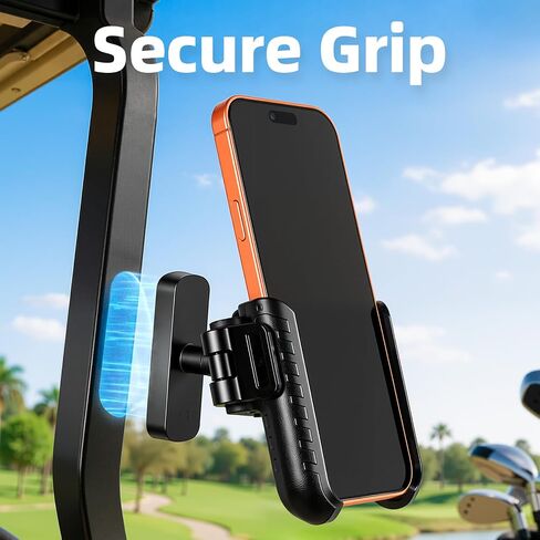 Golf Cart Phone Holder Mount, 3-Second Clip-On Installation, 1-Second One-Hand Lock and Quick Release, 360° Rotatable Non-Slip Pole Clamp for Most Smartphones in Saudi Arabia