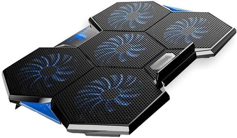Laptop Cooling Pad, Portable Utral Slim Fan Cooler with Quite Fans, LED Lights, Shield Holders (Black-2 Fans) in Saudi Arabia