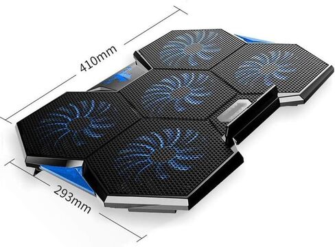 Laptop Cooling Pad, Portable Utral Slim Fan Cooler with Quite Fans, LED Lights, Shield Holders (Black-2 Fans) in Saudi Arabia