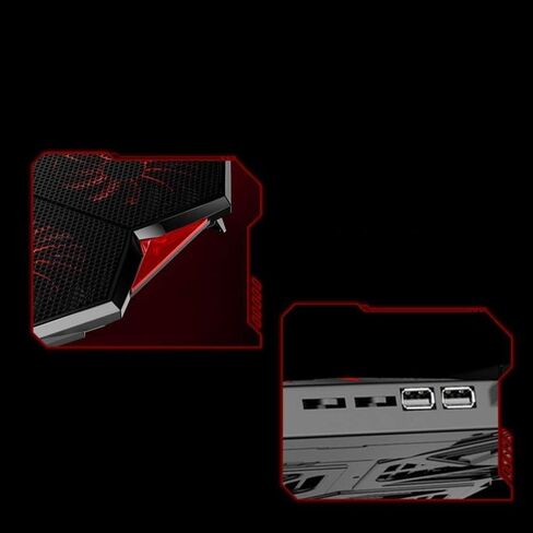 Laptop Cooling Pad, Portable Utral Slim Fan Cooler with Quite Fans, LED Lights, Shield Holders (Black-2 Fans) in Saudi Arabia