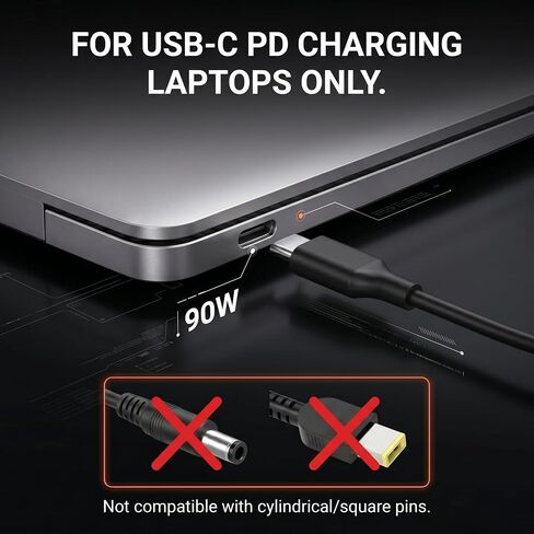 90W USB C Laptop Charger Compatible with Lenovo ThinkPad X1 Carbon / T14 / T14s / Yoga 7i / 9i Windows Laptops in Saudi Arabia