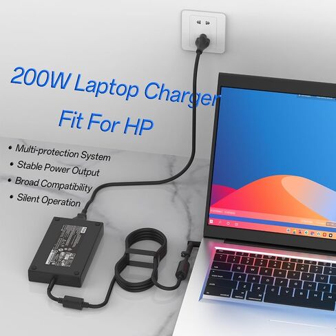 200W Ac Adapter Fit for HP Victus Gaming 15 16 Pavilion Gaming 15 16 17 Omen 15 17 Zbook 15 17 Compatible with TPN-DA10 TPN-LA21 ADP-200HB B 710415-001 L41856-001 776620-001 19.5V 10.3A Laptop Charger in Kuwait