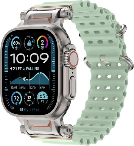 Upgraded Ocean Band Compatible with Apple Watch Ultra 3/2/1 49mm, Series 11/10 46mm, Series 9/8/7 45mm, SE 3/2/SE and Series 6/5/4 44mm, Metal Connector Breathable Sport Strap in Saudi Arabia