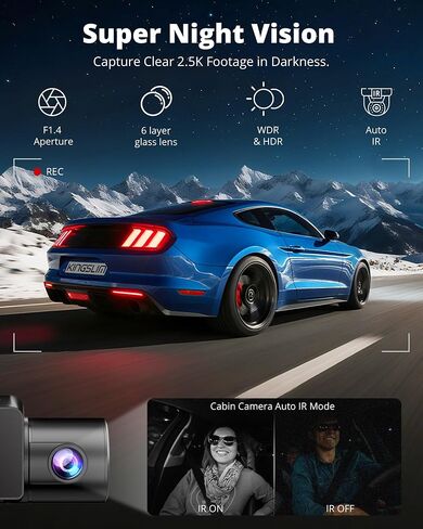 3 Channel Dash Cam Front and Rear Inside - 2.5K Car Dash Camera with 64GB Card, 5GHz WiFi Wireless Dashcam for Cars, APP Control, Super Night Vision, HDR, G-Sensor in Saudi Arabia