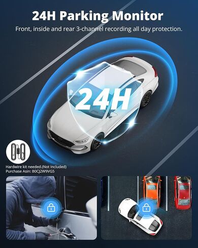 3 Channel Dash Cam Front and Rear Inside - 2.5K Car Dash Camera with 64GB Card, 5GHz WiFi Wireless Dashcam for Cars, APP Control, Super Night Vision, HDR, G-Sensor in Saudi Arabia