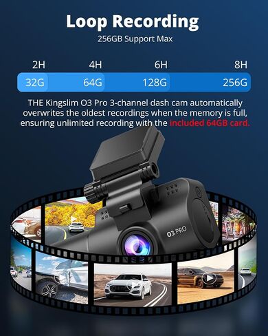 3 Channel Dash Cam Front and Rear Inside - 2.5K Car Dash Camera with 64GB Card, 5GHz WiFi Wireless Dashcam for Cars, APP Control, Super Night Vision, HDR, G-Sensor in Saudi Arabia
