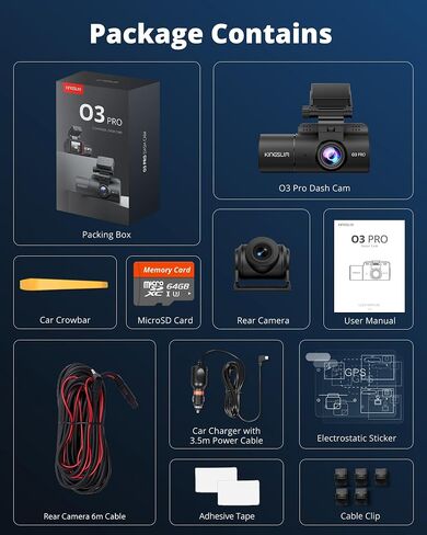 3 Channel Dash Cam Front and Rear Inside - 2.5K Car Dash Camera with 64GB Card, 5GHz WiFi Wireless Dashcam for Cars, APP Control, Super Night Vision, HDR, G-Sensor in Saudi Arabia