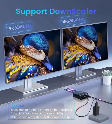 مقسم HDMI 2.1 1 في 2 خارج 8K@60 هرتز مع كابل HDMI 4ft 8K، HDCP 2.3 4K@120 هرتز HDMI لشريط الصوت، يدعم VRR، ALLM، HDR10+، Dolby Vision/Atmos 7.1ch، Down Scaler، 48 جيجابت في الثانية لـ PS5 in Kuwait