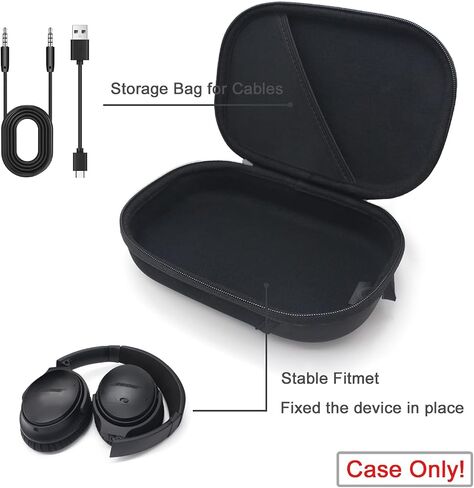 Headphone Headset Hard Case Compatible with Bose QuietComfort QC Ultra QC45 QC35 QC25 QC15 QCSE, Wireless Noise-canceling Headphone case with Cable Storage,Travel Storage Bag in Saudi Arabia