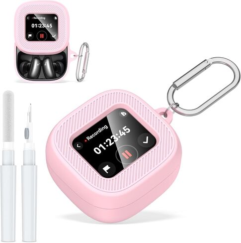 for Soundcore Liberty 5 Pro Max by Anker Case Cover, Silicone Protective Scratch Resistant Battery Display Visible Design Cover for Soundcore Liberty 5 Pro Max by Anker with Carabiner-Black in Saudi Arabia