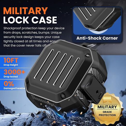 Compatible with Samsung Galaxy Buds 4/4 Pro Case Lock Cover, Full Body Shockproof Protective Cases Men Women with Cleaner Kit and Keychain for Galaxy Buds 4 Pro 2026 Case Black in Kuwait