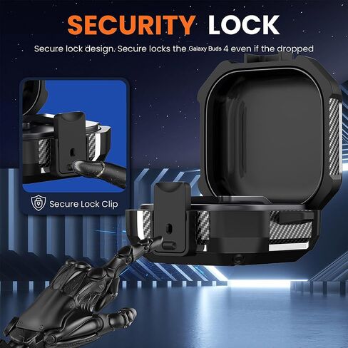 Compatible with Samsung Galaxy Buds 4/4 Pro Case Lock Cover, Full Body Shockproof Protective Cases Men Women with Cleaner Kit and Keychain for Galaxy Buds 4 Pro 2026 Case Black in Kuwait