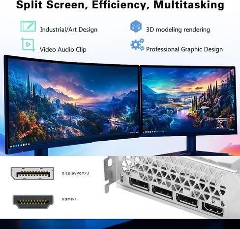 RX 580 8GB Graphics Card 2048SP DDR5 256 Bit Graphics Card for Gaming PC Computer Graphics Boards PCIE 3.0 Twin Freeze Fans Computer Video Card with HDMI/DP/Ports (White) in Saudi Arabia