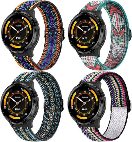 4 Pack Stretchy Nylon Compatible with Garmin Venu 3S Watch Band/Venu 4 41mm/Venu 2S/Vivoactive 4S/Vivomove 3S/Forerunner 255S 265S, 18mm Quick Release Loop Fabric Soft Strap for Women Men in Saudi Arabia