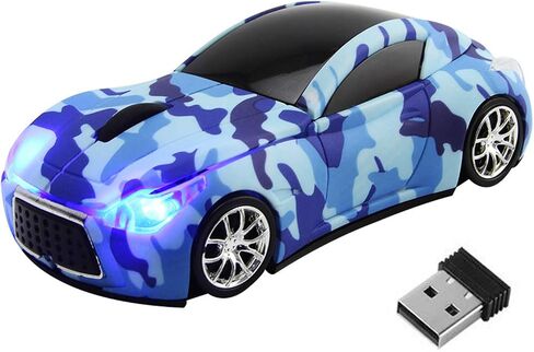 FIRSTMEMORY Wireless Car Mouse 2.4GHz Sport Race Car Shape Mouse Optical Mouse Camouflage Cordless Computer Mice 1600 DPI for Computer PC Laptop Desktop (Blue Camo) in Saudi Arabia