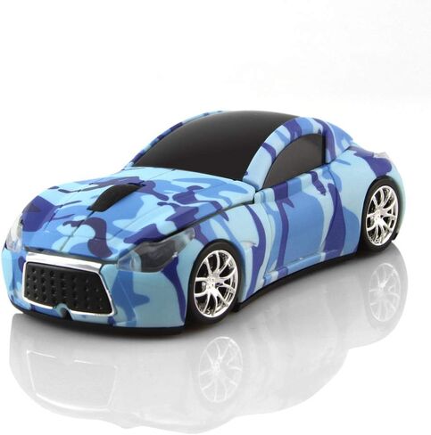 FIRSTMEMORY Wireless Car Mouse 2.4GHz Sport Race Car Shape Mouse Optical Mouse Camouflage Cordless Computer Mice 1600 DPI for Computer PC Laptop Desktop (Blue Camo) in Saudi Arabia