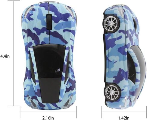 FIRSTMEMORY Wireless Car Mouse 2.4GHz Sport Race Car Shape Mouse Optical Mouse Camouflage Cordless Computer Mice 1600 DPI for Computer PC Laptop Desktop (Blue Camo) in Saudi Arabia