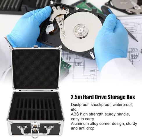 Hard Drive Storage Box HDD Storage Case 2.5in Hard Drive Organizer 20 Bays EVA Buffer Pad Dust Proof Shockproof Watertight with Security Lock Handle for Home Office in Saudi Arabia