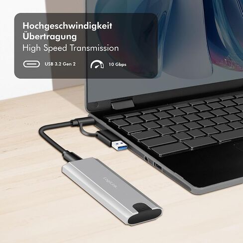 LogiLink UA0439 - حاوية القرص الصلب لمحركات الأقراص الصلبة M.2 NVMe (PCIe) SSD، USB 3.2 Gen 2، حتى 10 جيجابت في الثانية، USB-A+C in Kuwait